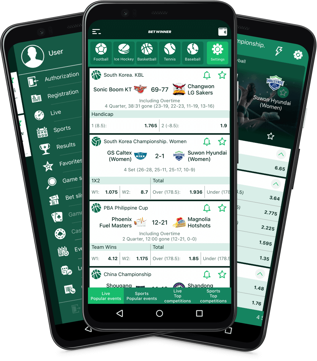Betwinner мобильное приложение на Android телефоне